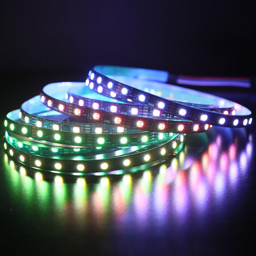 Black PCB SK6812 Dual Data Signal 60LEDs/m Pixel RGB+W LED Strip 16.4ft Black PCB SK6812 Dual Data Signal 60LEDs/m Pixel RGB+W LED Strip 16.4ft